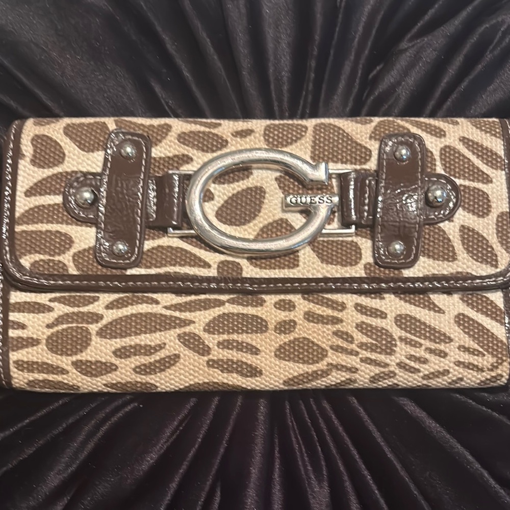 Guess Brown and Tan Safari Print Wallet